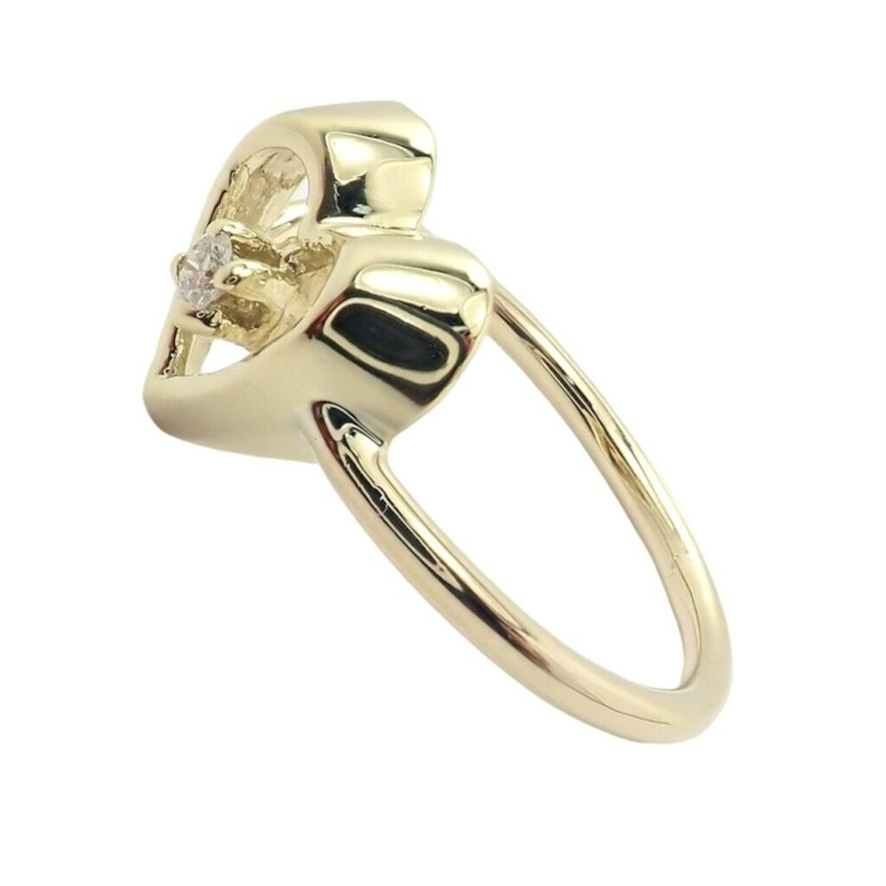 Authentic! Vintage Tiffany & Co 18k Yellow Gold Diamond Heart Ring - Picture 9 of 9